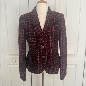 Calvin Klein Pink & Black Tweed Blazer | Size 10